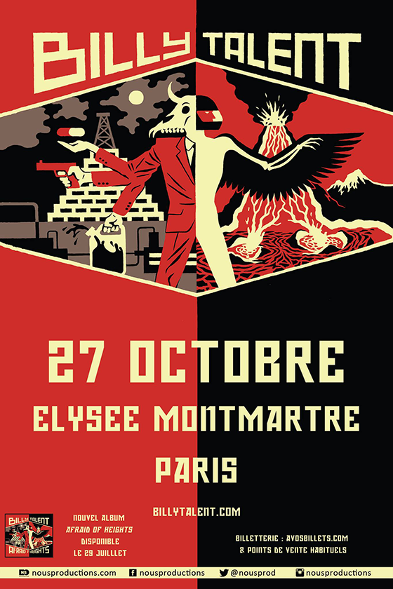 Concert Billy Talent à l'Élysée Montmartre de Paris - Octobre 2016